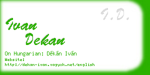 ivan dekan business card